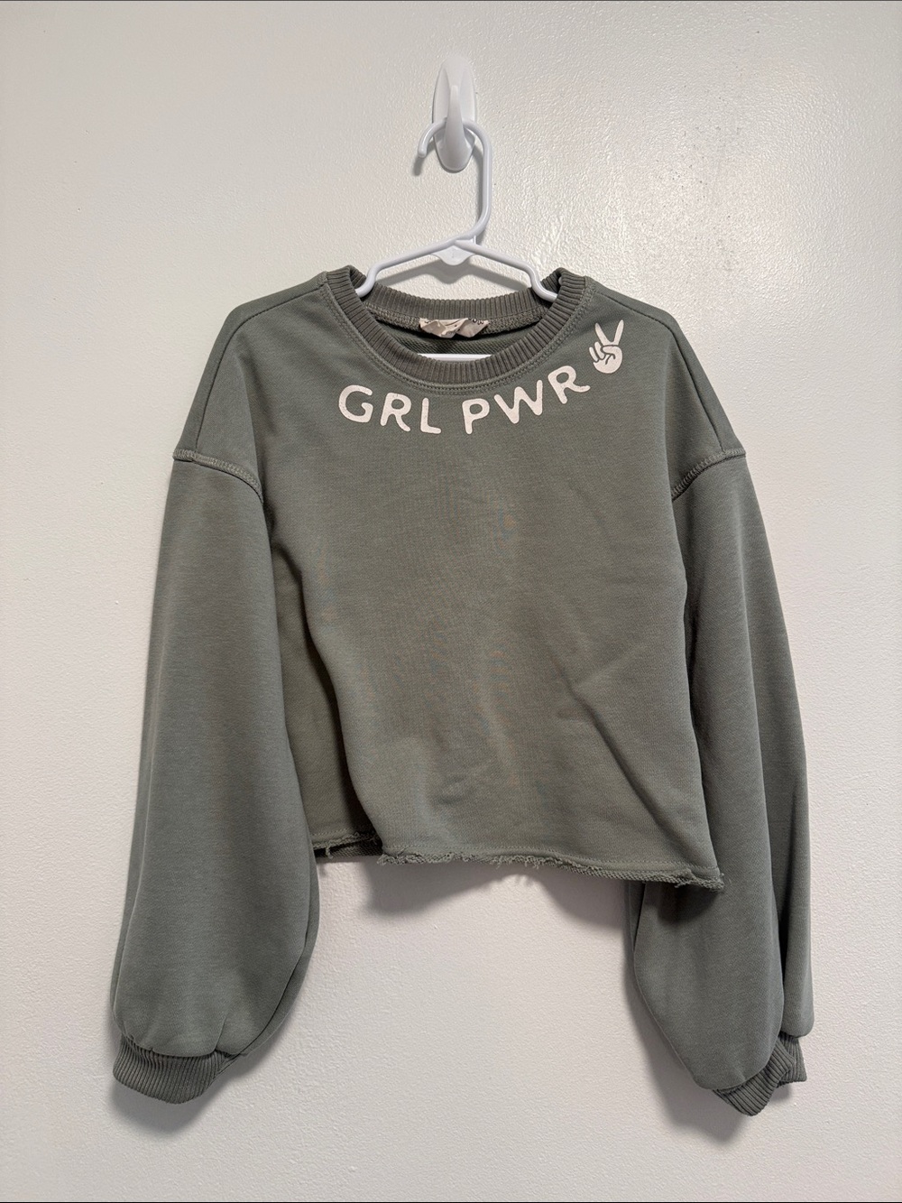 Cropped GRL PWR Sweatshirt - Olive
